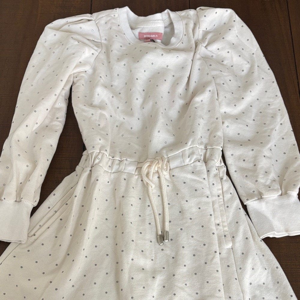 Like new BCBGirls Cream Polka Dot Casual Dress